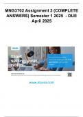 MNG3702 Assignment 2 (COMPLETE ANSWERS) Semester 1 2025 - DUE April 2025.