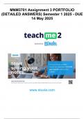 MNM3701 Assignment 3 PORTFOLIO &lpar;DETAILED ANSWERS&rpar; Semester 1 2025 - DUE 14 May 2025&period;