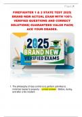 FIREFIGHTER 1 & 2 STATE TEST 2025&vert;  BRAND NEW ACTUAL EXAM WITH 100&percnt;  VERIFIED QUESTIONS AND CORRECT  SOLUTIONS&vert; GUARANTEED VALUE PACK&vert;  ACE YOUR GRADES&period; 