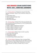 ASE BRAKES EXAM QUESTIONS  WITH 100&percnt; VERIFIED ANSWERS