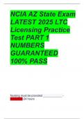 NCIA AZ State Exam LATEST 2025 LTC Licensing Practice Test PART 1 NUMBERS GUARANTEED 100&percnt; PASS 
