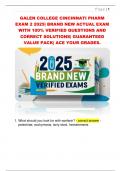 GALEN COLLEGE CINCINNATI PHARM  EXAM 2 2025&vert; BRAND NEW ACTUAL EXAM  WITH 100&percnt; VERIFIED QUESTIONS AND  CORRECT SOLUTIONS&vert; GUARANTEED  VALUE PACK&vert; ACE YOUR GRADES&period;
