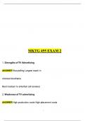 MKTG 455 Exam 2 with varified correct question and answer 2024&sol;2025