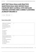 NFPT TEST FINAL EXAM AND PRACTICE QUESTIONS EXAM 2025 NEWEST EXAM COMPLETE BEST MATERIAL WITH DETAILED VERIFIED ANSWERS &lpar;100&percnt; CORRECT ANSWERS&rpar; &sol;ALREADY GRADED A&plus;