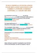 TCOLE CRIMINAL INVESTIGATIONS EXAM 2025 LATEST QUESTIONS AND CORRECT ANSWERS &lpar;VERIFIED ANSWERS&rpar; &vert; A&plus; GRADE 2025-2026