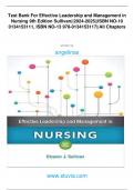 Test Bank For Effective Leadership and Management in  Nursing 9th