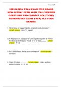 IRRIGATION EXAM EXAM 2025&vert; BRAND  NEW ACTUAL EXAM WITH 100&percnt; VERIFIED  QUESTIONS AND CORRECT SOLUTIONS&vert;  GUARANTEED VALUE PACK&vert; ACE YOUR  GRADES&period; 