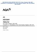 2024 AQA AS LEVEL HISTORY 7041&sol;1C The Tudors&colon; England&comma; 1485&ndash;1603 Component 1C Consolidation of the Tudor Dynasty&colon; England&comma; 1485&ndash;1547 Detailed Mark Scheme