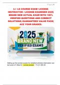 LI &sol; LE COURSE EXAM&sol; LICENSE  INSTRUCTOR &sol; LICENSE EXAMINER 2025&vert;  BRAND NEW ACTUAL EXAM WITH 100&percnt;  VERIFIED QUESTIONS AND CORRECT  SOLUTIONS&vert; GUARANTEED VALUE PACK&vert;  ACE YOUR GRADES&period; 
