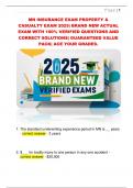 MN INSURANCE EXAM PROPERTY &  CASUALTY EXAM 2025&vert; BRAND NEW ACTUAL  EXAM WITH 100&percnt; VERIFIED QUESTIONS AND  CORRECT SOLUTIONS&vert; GUARANTEED VALUE  PACK&vert; ACE YOUR GRADES&period; 