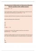 Pre-Assessment Mathematics for Elementary Educators I Review questions with verified answers