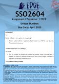  SSO2604 Assignment 2 &lpar;ANSWERS&rpar; Semester 1 2025 - DISTINCTION GUARANTEED