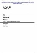 2024 AQA AS LEVEL FRENCH 7651&sol;1 Paper 1 Listening&comma; Reading and Writing Detailed Mark Scheme