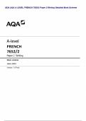 2024 AQA A LEVEL FRENCH 7652&sol;2 Paper 2 Writing Detailed Mark Scheme