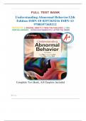 Sue's TESTBANK FOR UNDERSTANDING ABNORMAL BEHAVIOR&comma; 12th edition LATEST PDF