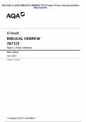2024 AQA A LEVEL BIBLICAL HEBREW 7677&sol;2 Paper 2 Prose Literature Detailed Mark Scheme