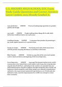 U&period;S&period; HISTORY HIGH SCHOOL EOC Exam Study Guide Questions and Correct Answers Latest Update 2025 Already Graded A&plus;