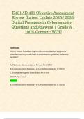 D431 &sol; D 431 Objective Assessment Review &lpar;Latest Update 2025 &sol; 2026&rpar; Digital Forensics in Cybersecurity &vert; Questions and Answers &vert; Grade A &vert; 100&percnt; Correct - WGU