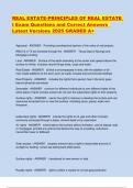 REAL ESTATE-PRINCIPLES OF REAL ESTATE I Exam Questions and Correct Answers Latest Versions 2025