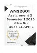 ANS2601 Assignment 2 &lpar;COMPLETE ANSWERS&rpar; Semester 1 2025 - DUE 11 April 2025&semi; 100&percnt; correct solutions and explanations&period;