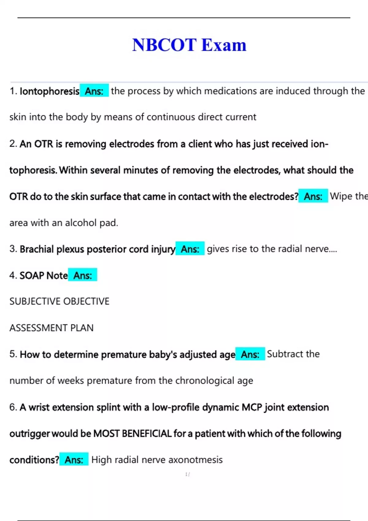 Nbcot Question Examples NBCOT PRACTICE TEST QUESTIONS AND ANSWERS(2025/2026) - NBCOT - Stuvia US