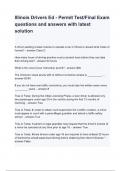 Illinois Drivers Ed - Permit Test Final Exam questions and answers with latest solution