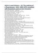 AQA A Level History - 1K The making of a Superpower&colon; USA&comma; 1865-1975 complete with Questions and correct Answers