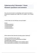 Cybersecurity II Semester 1 Exam Answers questions and answers