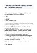 Cyber Security Exam Practice questions with correct answers 2024