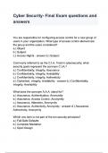 Cyber Security- Final Exam questions and answers