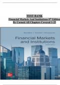 TEST BANK For Financial Markets And Institutions 8th Edition By Anthony Saunders &vert; Verified Chapter's 1 - 25 &vert; Complete Newest Version