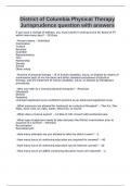 District of Columbia Physical Therapy Jurisprudence question with answers