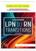  COMPLETE TEST BANK&colon;  FOR LPN TO RN TRANSITIONS 6TH EDITION BY LORA CLAYWELL PHD LATEST UPDATE GRADED A&plus;