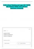 C168 Critical Thinking and Logic KEY TERMS YOU SHOULD KNOW 2025 Western Governors University