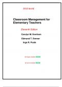 Test Bank for Classroom Management for Elementary Teachers&comma; 11th edition by Carolyn M&period; Evertson&comma; Chapter 1- 12
