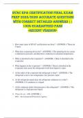 HVAC EPA Certification FINAL EXAM  PREP 2025&sol;2026 ACCURATE QUESTIONS  WITH CORRECT DETAILED ANSWERS &vert;&vert;  100&percnt; GUARANTEED PASS   <RECENT VERSION> 