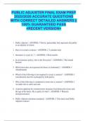 PUBLIC ADJUSTER FINAL EXAM PREP  2025&sol;2026 ACCURATE QUESTIONS  WITH CORRECT DETAILED ANSWERS &vert;&vert;  100&percnt; GUARANTEED PASS   <RECENT VERSION> 