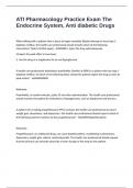 ATI Pharmacology Practice Exam The Endocrine System&comma; Anti diabetic Drugs