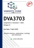 DVA3703 Assignment 2 &lpar;DETAILED ANSWERS&rpar; Semester 1 2025 - DISTINCTION GUARANTEED 