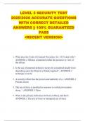LEVEL 3 SECURITY TEST  2025&sol;2026 ACCURATE QUESTIONS  WITH CORRECT DETAILED  ANSWERS &vert;&vert; 100&percnt; GUARANTEED  PASS   <RECENT VERSION> 