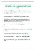 Nursing 213--Unit 4&mdash;Shock Actual Questions And Answers With Complete Solutions &vert; Update 2025