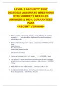 LEVEL 1 SECURITY TEST  2025&sol;2026 ACCURATE QUESTIONS  WITH CORRECT DETAILED  ANSWERS &vert;&vert; 100&percnt; GUARANTEED  PASS   <RECENT VERSION> 