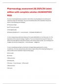 Pharmacology assessment &lpar;B&rpar; 2025&sol;26 Latest edition with complete solution GUARANTEED PASS