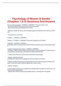 Psychology of Women & Gender  &lpar;Chapters 1 & 2&rpar; Questions And Answers 