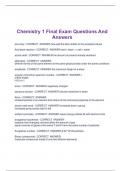 Chemistry 1 Final Exam Questions And  Answers 