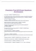 Chemistry Final ACS Exam Questions  And Answers 