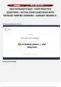 HESI ENTRANCE EXAM - MATH PRACTICE QUESTIONS &sol; ACTUAL EXAM QUESTIONS WITH DETAILED VERIFIED ANSWERS &sol; ALREADY GRADED A&period;  