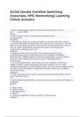 ACSA &lpar;Aruba Certified Switching Associate&comma; HPE Networking&rpar; Learning Check Answers exam with 100&percnt; correct answers 2025