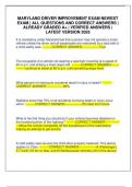 MARYLAND DRIVER IMPROVEMENT EXAM NEWEST EXAM &vert; ALL QUESTIONS AND CORRECT ANSWERS &vert; ALREADY GRADED A&plus; &vert; VERIFIED ANSWERS &vert; LATEST VERSION 2025