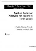 Test Bank For Applied Behavior Analysis for Teachers 10th Edition By Paul Alberto&comma;All Chapters 1-13 Fully Covered and Verified &vert;&vert;COMPLETE GUIDE A&plus;&vert;&vert;&period;
